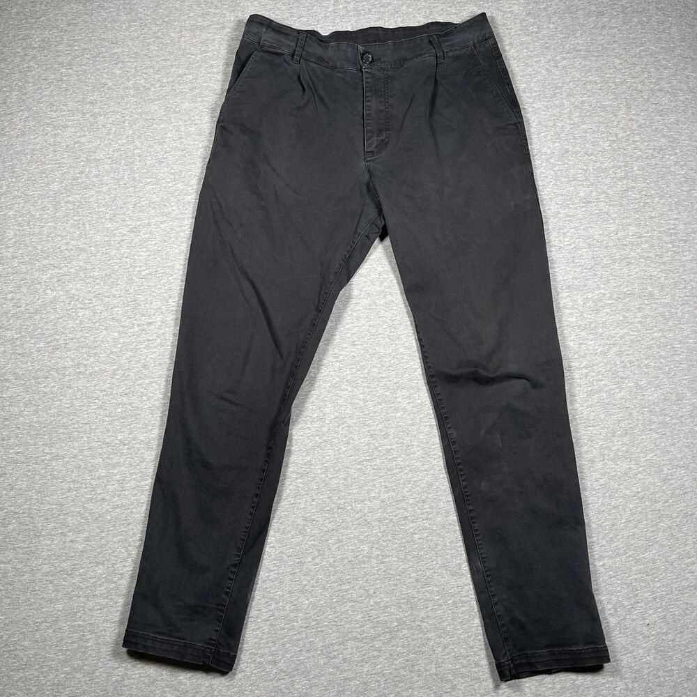YoungLA Chino Pants Mens 30x27 Black Cotton Spandex Slim Tapered Pockets